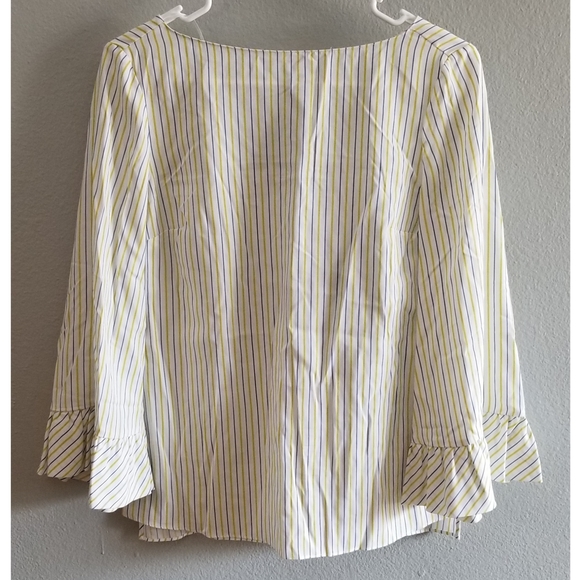 Massimo Dutti Striped V Back Bell Sleeve Top - Picture 6 of 8